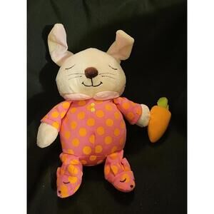 Vtg Hallmark 8" Sweet Dreams Eyes Closed Bunny In Pajamas w Carrot Talking Plush